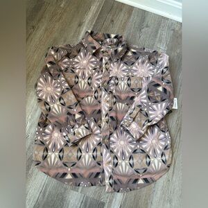O’Neill Super Fleece Shacket Flannel Multi Color Pattern Pink Purple Soft Size M